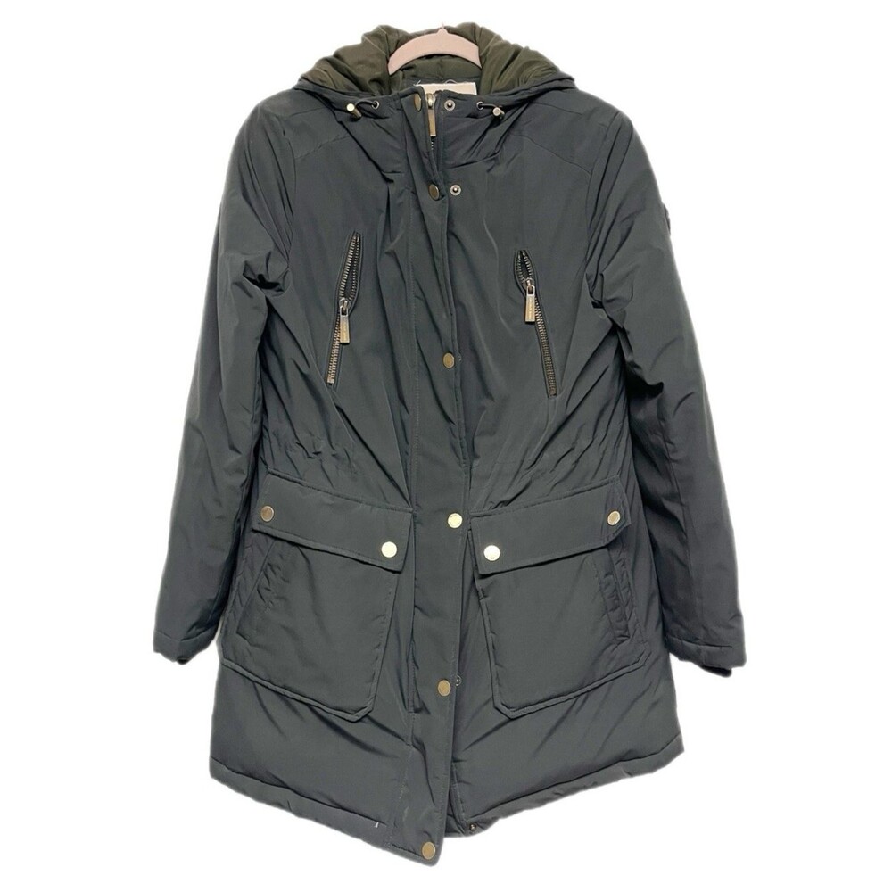 Michael Kors Womens Anorak Parka Coat Size M Down Waterfowl Feathers Hooded